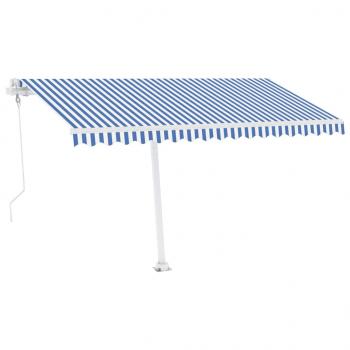 Markise Automatisch mit LED & Windsensor 400x300 cm Blau Weiß