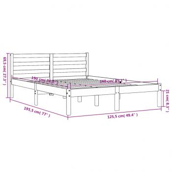 Massivholzbett ohne Matratze Wachsbraun 140x190 cm Kiefernholz