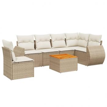 ARDEBO.de - 7-tlg. Garten-Sofagarnitur mit Kissen Beige Poly Rattan