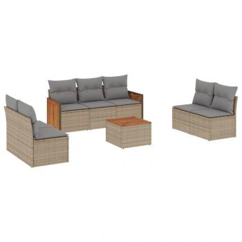 ARDEBO.de - 8-tlg. Garten-Sofagarnitur mit Kissen Beige Poly Rattan