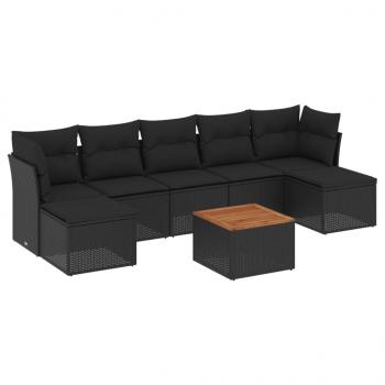 ARDEBO.de - 8-tlg. Garten-Sofagarnitur mit Kissen Schwarz Poly Rattan