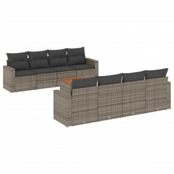 ARDEBO.de - 9-tlg. Garten-Sofagarnitur mit Kissen Grau Poly Rattan