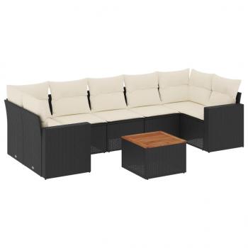 ARDEBO.de - 8-tlg. Garten-Sofagarnitur mit Kissen Schwarz Poly Rattan