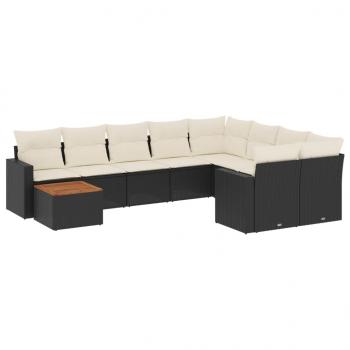 ARDEBO.de - 10-tlg. Garten-Sofagarnitur mit Kissen Schwarz Poly Rattan