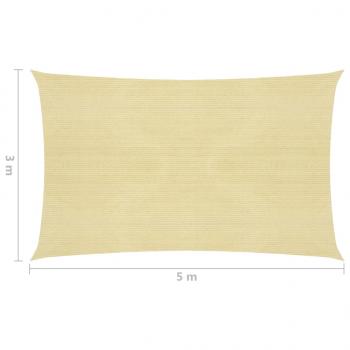 Sonnensegel 160 g/m² Beige 3x5 m HDPE  