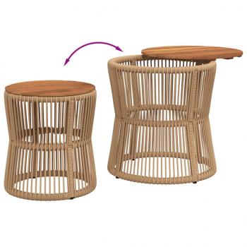 Garten-Beistelltische 2 Stk. mit Holzplatte Beige Poly Rattan