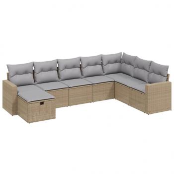 8-tlg. Garten-Sofagarnitur mit Kissen Beige Poly Rattan