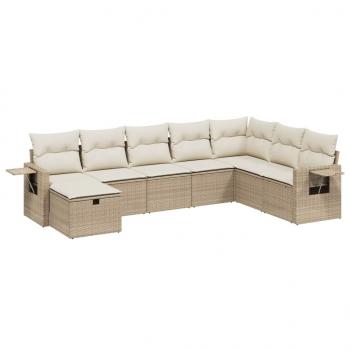 8-tlg. Garten-Sofagarnitur mit Kissen Beige Poly Rattan