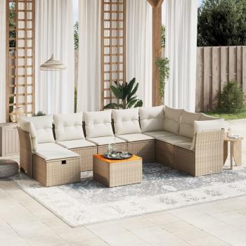 ARDEBO.de - 9-tlg. Garten-Sofagarnitur mit Kissen Beige Poly Rattan