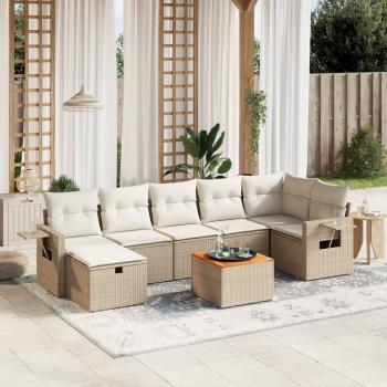 ARDEBO.de - 8-tlg. Garten-Sofagarnitur mit Kissen Beige Poly Rattan