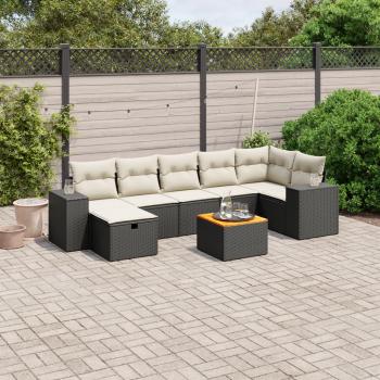 ARDEBO.de - 8-tlg. Garten-Sofagarnitur mit Kissen Schwarz Poly Rattan