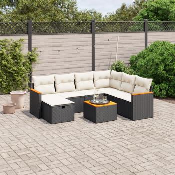 ARDEBO.de - 8-tlg. Garten-Sofagarnitur mit Kissen Schwarz Poly Rattan