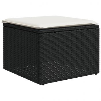 7-tlg. Garten-Sofagarnitur mit Kissen Schwarz Poly Rattan