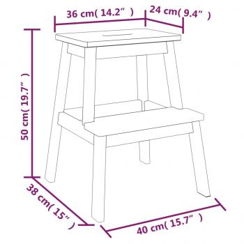 Tritthocker mit 2 Stufen 40x38x50 cm Massivholz Akazie