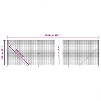 Maschendrahtzaun mit Bodenflansch Anthrazit 2x10 m