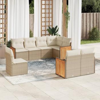 ARDEBO.de - 8-tlg. Garten-Sofagarnitur mit Kissen Beige Poly Rattan