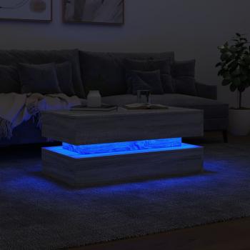 Couchtisch mit LED-Leuchten Grau Sonoma 90x50x40 cm