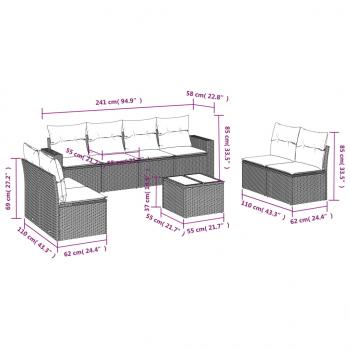 9-tlg. Garten-Sofagarnitur mit Kissen Schwarz Poly Rattan