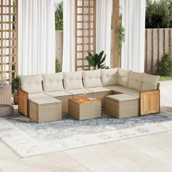 ARDEBO.de - 10-tlg. Garten-Sofagarnitur mit Kissen Beige Poly Rattan