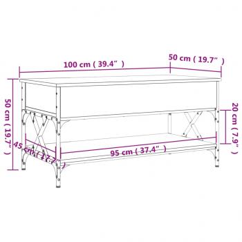 Couchtisch Braun Eichen-Optik 100x50x50 cm Holzwerkstoff Metall