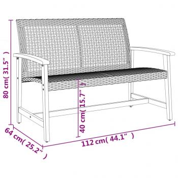 5-tlg. Garten-Lounge-Set Schwarz Poly Rattan und Akazienholz