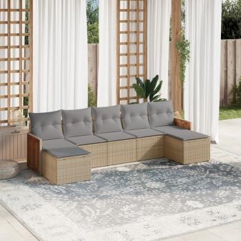 ARDEBO.de - 7-tlg. Garten-Sofagarnitur mit Kissen Beige Poly Rattan