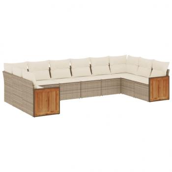 ARDEBO.de - 10-tlg. Garten-Sofagarnitur mit Kissen Beige Poly Rattan