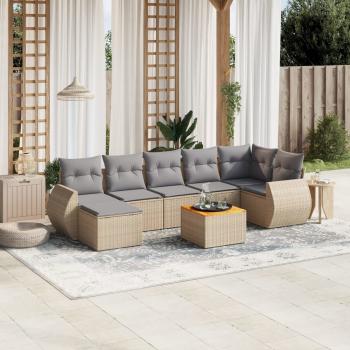 ARDEBO.de - 8-tlg. Garten-Sofagarnitur mit Kissen Beige Poly Rattan