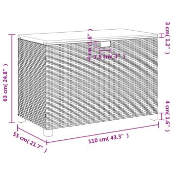 Gartentruhe Schwarz 110x55x63 cm Poly Rattan Akazienholz