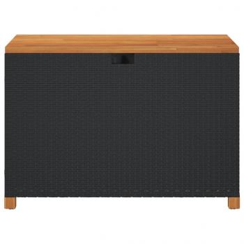 Gartentruhe Schwarz 110x55x63 cm Poly Rattan Akazienholz