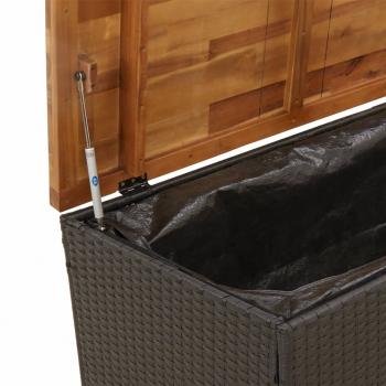 Gartentruhe Schwarz 110x55x63 cm Poly Rattan Akazienholz