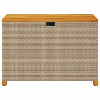 Gartentruhe Beige 110x55x63 cm Poly Rattan Akazienholz