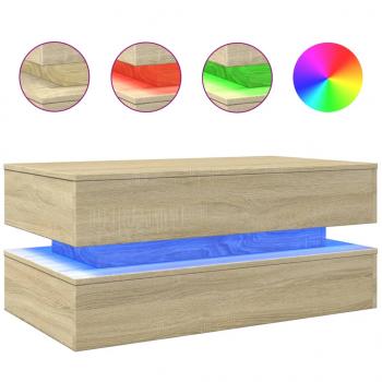 ARDEBO.de - Couchtisch mit LED-Leuchten Sonoma-Eiche 90x50x40 cm