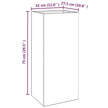 Pflanzkübel Silbern 32x29x75 cm Edelstahl