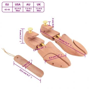 Schuhspanner mit Schuhlöffel EU 42-43 Massivholz Zeder