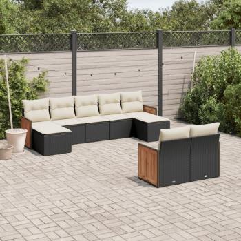 ARDEBO.de - 9-tlg. Garten-Sofagarnitur mit Kissen Schwarz Poly Rattan