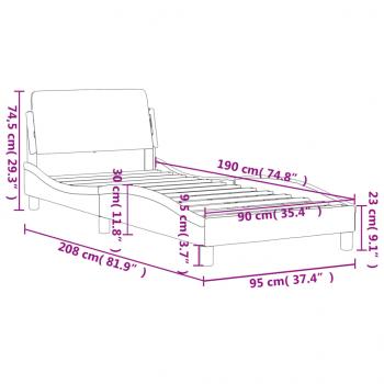 Bettgestell mit Kopfteil Schwarz 90x190 cm Stoff