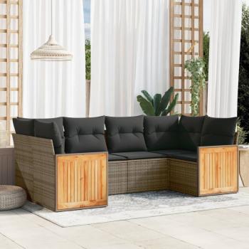 ARDEBO.de - 6-tlg. Garten-Sofagarnitur mit Kissen Grau Poly Rattan