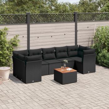 ARDEBO.de - 8-tlg. Garten-Sofagarnitur mit Kissen Schwarz Poly Rattan