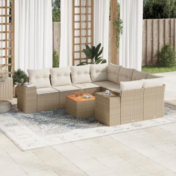 ARDEBO.de - 9-tlg. Garten-Sofagarnitur mit Kissen Beige Poly Rattan