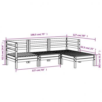 Gartensofa 3-Sitzer mit Hocker Massivholz Douglasie