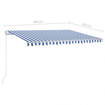 Automatische Markise mit LED & Windsensor 4x3,5 m Blau und Weiß