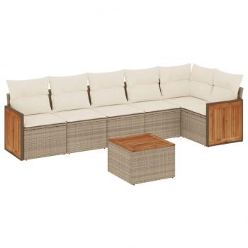 ARDEBO.de - 7-tlg. Garten-Sofagarnitur mit Kissen Beige Poly Rattan