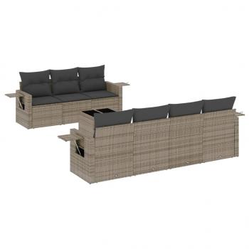 ARDEBO.de - 8-tlg. Garten-Sofagarnitur mit Kissen Grau Poly Rattan