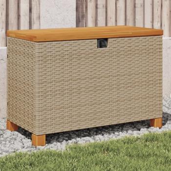 ARDEBO.de - Gartentruhe Beige 80x40x48 cm Poly Rattan Akazienholz