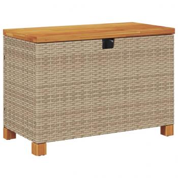 Gartentruhe Beige 80x40x48 cm Poly Rattan Akazienholz