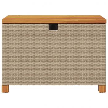 Gartentruhe Beige 80x40x48 cm Poly Rattan Akazienholz