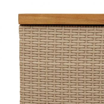 Gartentruhe Beige 80x40x48 cm Poly Rattan Akazienholz