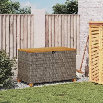 Gartentruhe Grau 110x55x63 cm Poly Rattan Akazienholz