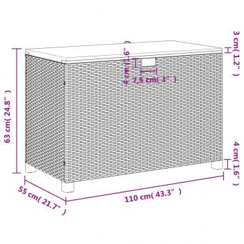 Gartentruhe Grau 110x55x63 cm Poly Rattan Akazienholz